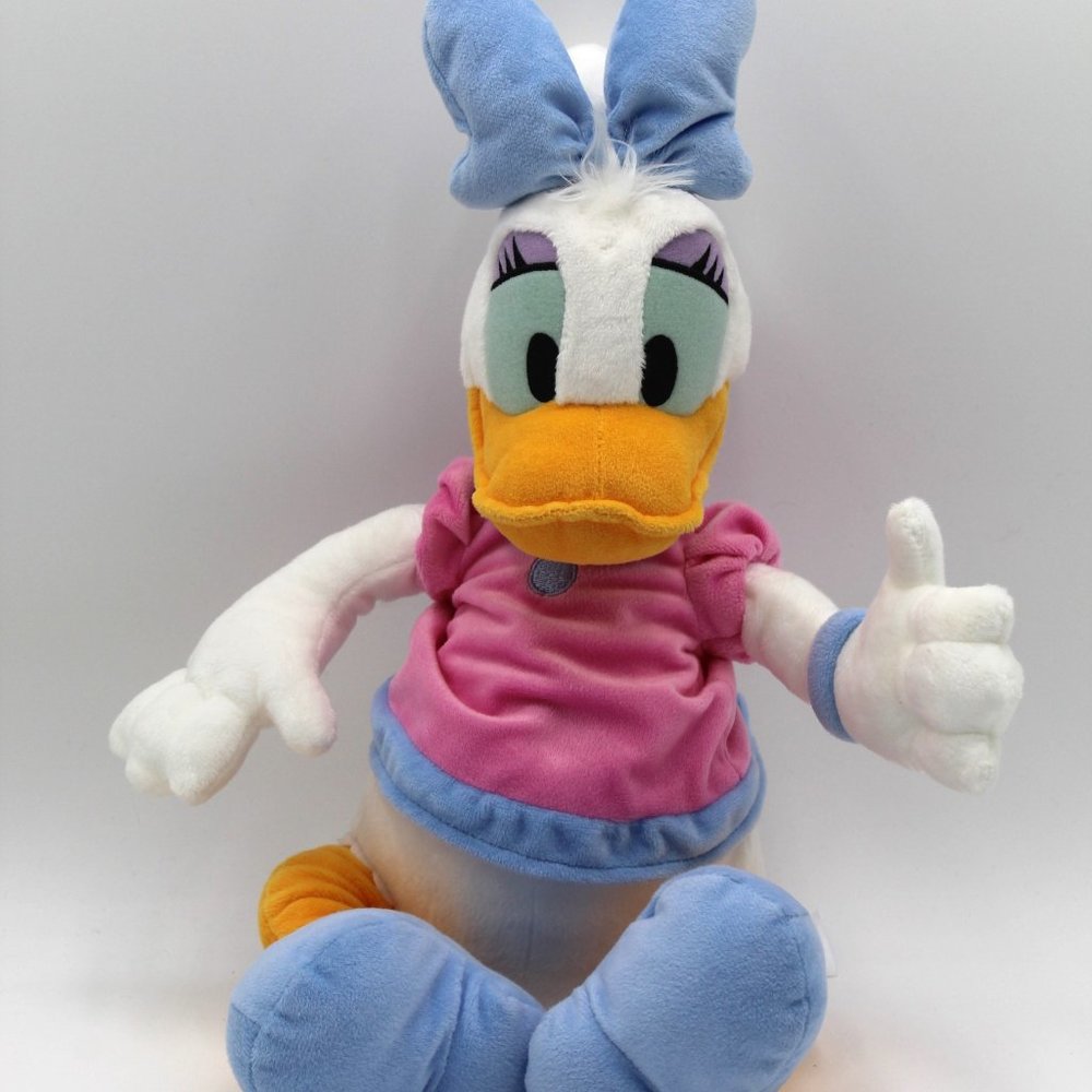 Disney Collection Daisy Duck Pink Bluish Purple Dress Plush Stuffed Animal 16 in